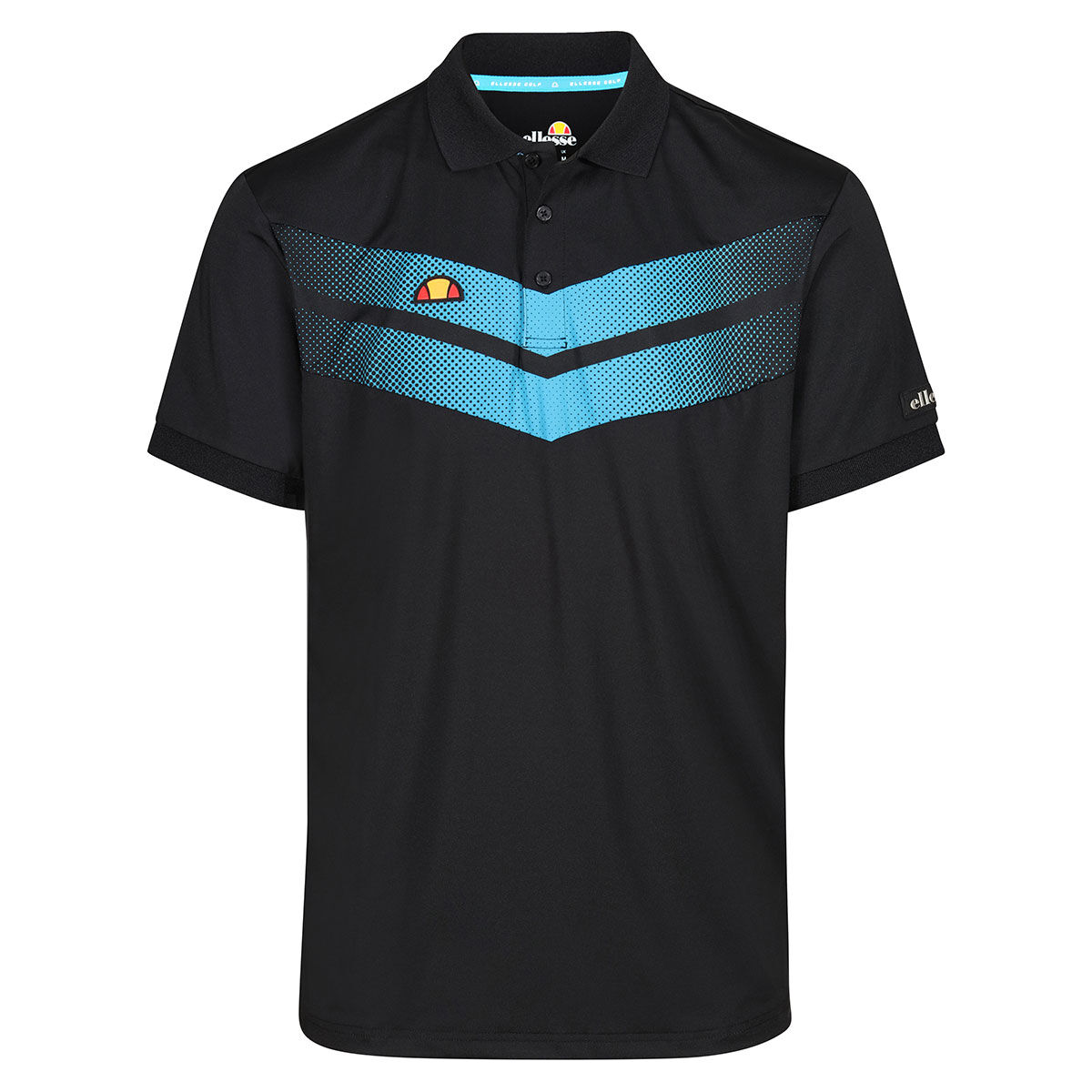 Ellesse Mens Black and Blue Chevron Print Fallerone Chev Golf Polo Shirt, Size: XXL | American Golf von Ellesse