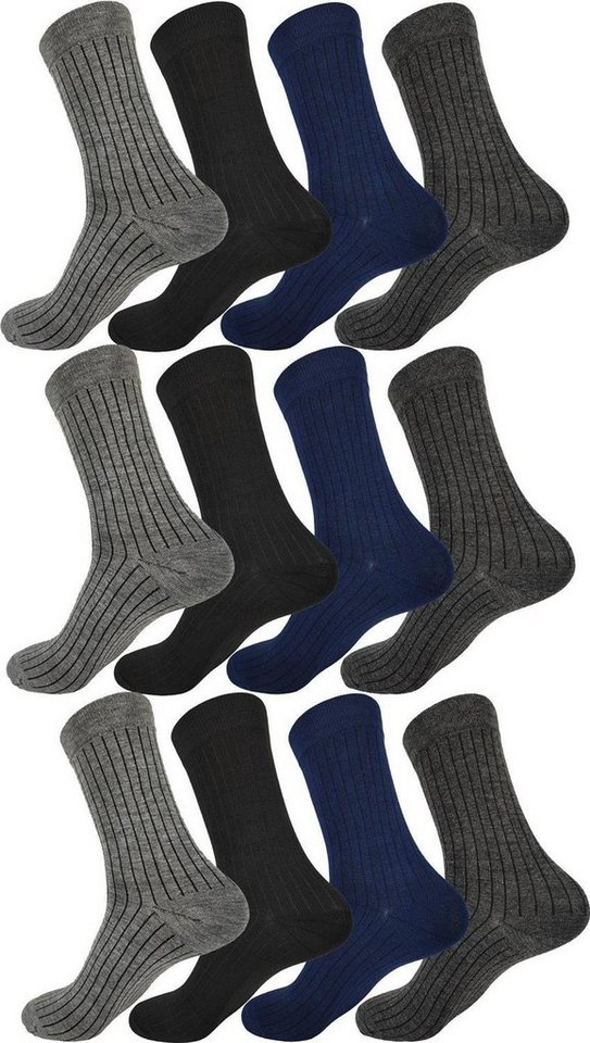 EloModa Basicsocken 12 Paar Herren Socken Muster klassischer Form Freizeit Sport (12-Paar) von EloModa