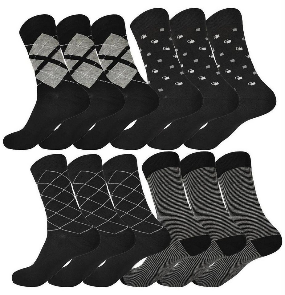 EloModa Basicsocken 12 Paar Herren Socken Muster klassischer Form Freizeit Sport (12-Paar) von EloModa