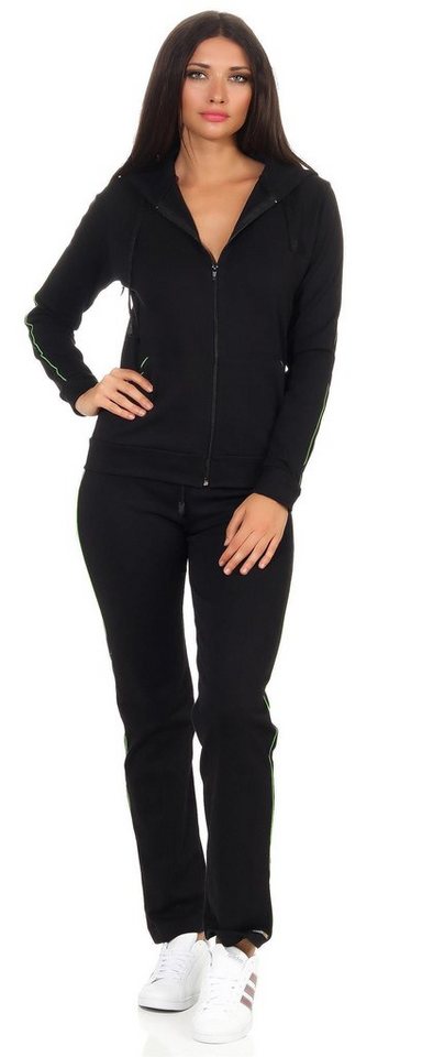 EloModa Freizeitanzug Damen Jogginganzug Anzug mit Reißverschluss, S M L XL 2XL (2-tlg) von EloModa