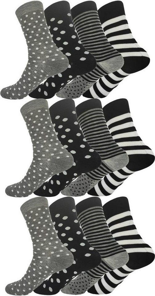 EloModa Freizeitsocken 12 Paar Damen Socken mit Muster Baumwolle, 35-38 39-42 (12-Paar) von EloModa