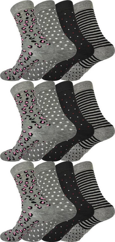 EloModa Freizeitsocken 12 Paar Damen Socken mit Muster Baumwolle, 35-38 39-42 (12-Paar) von EloModa