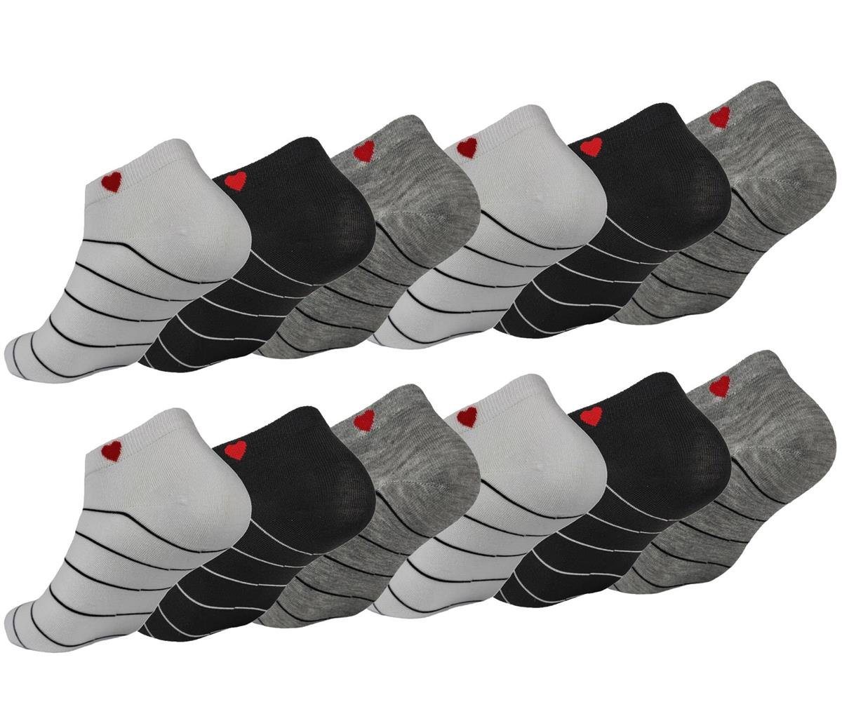 EloModa Sneakersocken 12 Paar Damen Sneaker Socken mit Muster Baumwolle, 35-38 39-42 (12-Paar) von EloModa