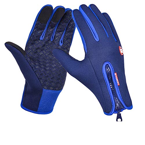 Elonglin Handschuhe Unisex Sport Fahrrad Handschuhe Winter Herbst Verstellbar Wasserdicht Touchscreen Handschuhe Winddicht Thermo Silikon Anti-Rutsch für Outedoor Sport S Silikon dunkelblau von Elonglin