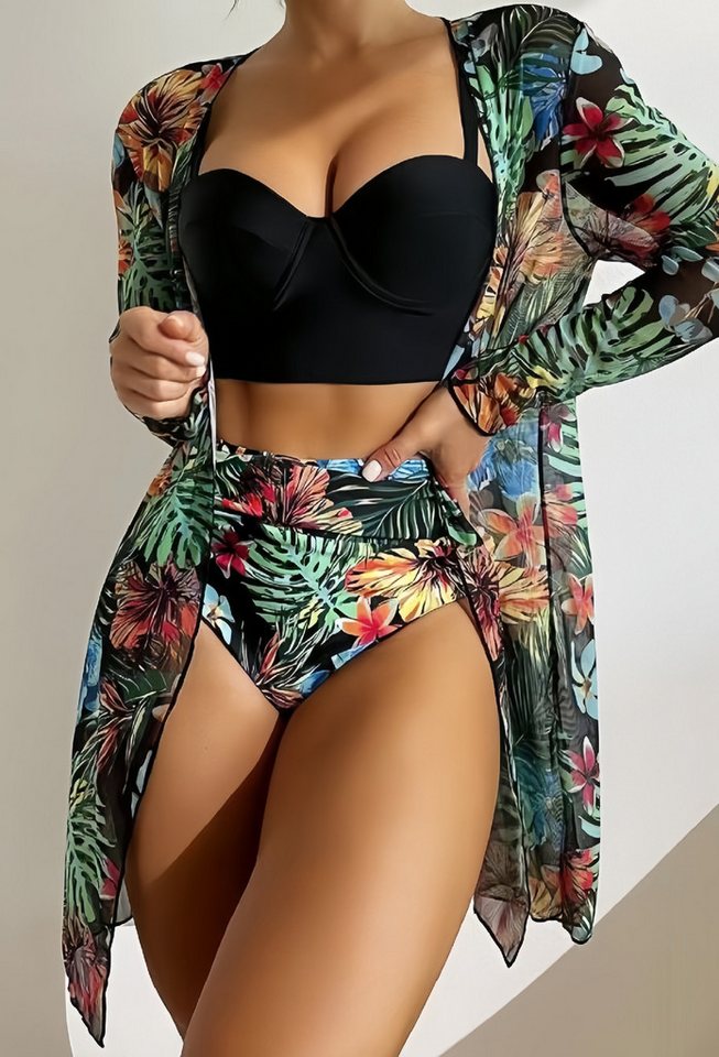 Elowen Triangel-Bikini Dreiteiliges Set mit Bikinioberteil mit natürlichem Print von Elowen