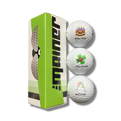 Emainer Golfball, 3 Geburtstags- Golfbälle, Dieser Ball kennt auch Dein Handicap oder Alter (3er Pack) von Emainer