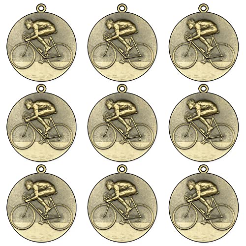 Emblemarket - 9er-Pack Metallmedaillen - Größe 38 mm - Radfahren - 3 Farben Ihrer Wahl: Gold, Silber oder Bronze. von Emblemarket