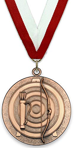 Emblemarket – Anpassbare Metallmedaille – Bogenschießen – Bronze Farbe – 6,4 cm – Auswahl an Bändern enthalten von Emblemarket