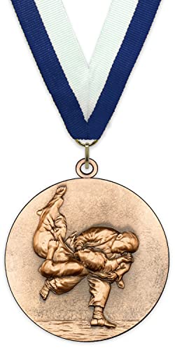 Emblemarket – Anpassbare Metallmedaille – Judo – Bronze Farbe – 6,4 cm – Auswahl an Bändern enthalten von Emblemarket