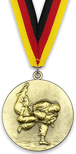 Emblemarket – Anpassbare Metallmedaille – Judo – Gold Farbe – 6,4 cm – Auswahl an Bändern enthalten von Emblemarket
