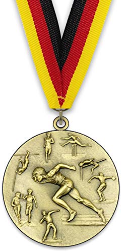 Emblemarket – Anpassbare Metallmedaille – Leichtathletik der Männer – Gold Farbe – 6,4 cm – Auswahl an Bändern enthalten von Emblemarket