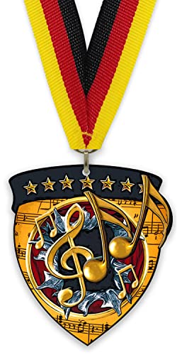 Emblemarket - Medaille/Magnet groß aus Metall - Musik - Hergestellt aus schwarzem Stahl - mit Band zur Auswahl und Rückseite mit einem leistungsstarken Magnet. von Emblemarket