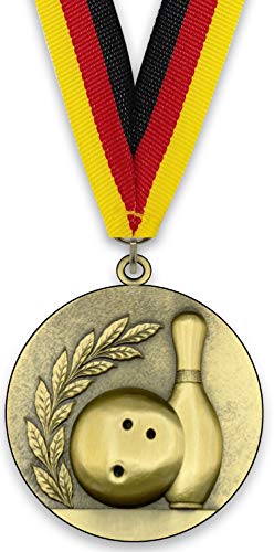Emblemarket - Medaille aus Metall - Kugeln - Gold - 6,4 cm - Inklusive Band Ihrer Wahl von Emblemarket