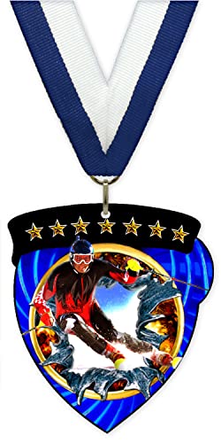 Emblemarket - Medaille aus Metall mit Magnet - Ski - Männer - Inklusive Band Ihrer Wahl von Emblemarket