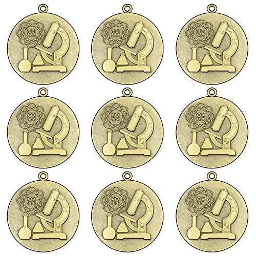 Emblemarket - Packung mit 9 Metallmedaillen - Größe 38 mm - Wissenschaft - 3 Farben Ihrer Wahl: Gold, Silber oder Bronze. von Emblemarket