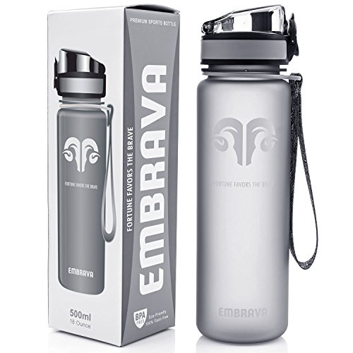 Embrava Beste Trinkflasche für den Sport - 500ml klein - umweltfreundlich & aus BPA-freiem Kunststoff - für Laufsport, Fitnessstudio, Outdoor-Aktivitäten und Camping - schneller Wasserdurchfluss von Embrava