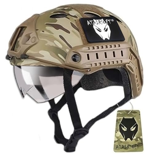 ATAIRSOFT Airsoft Tarnen Multicam Schnell Swat Paintball Militär Schießen Kampf PJ Helm mit Skibrille von ATAIRSOFT