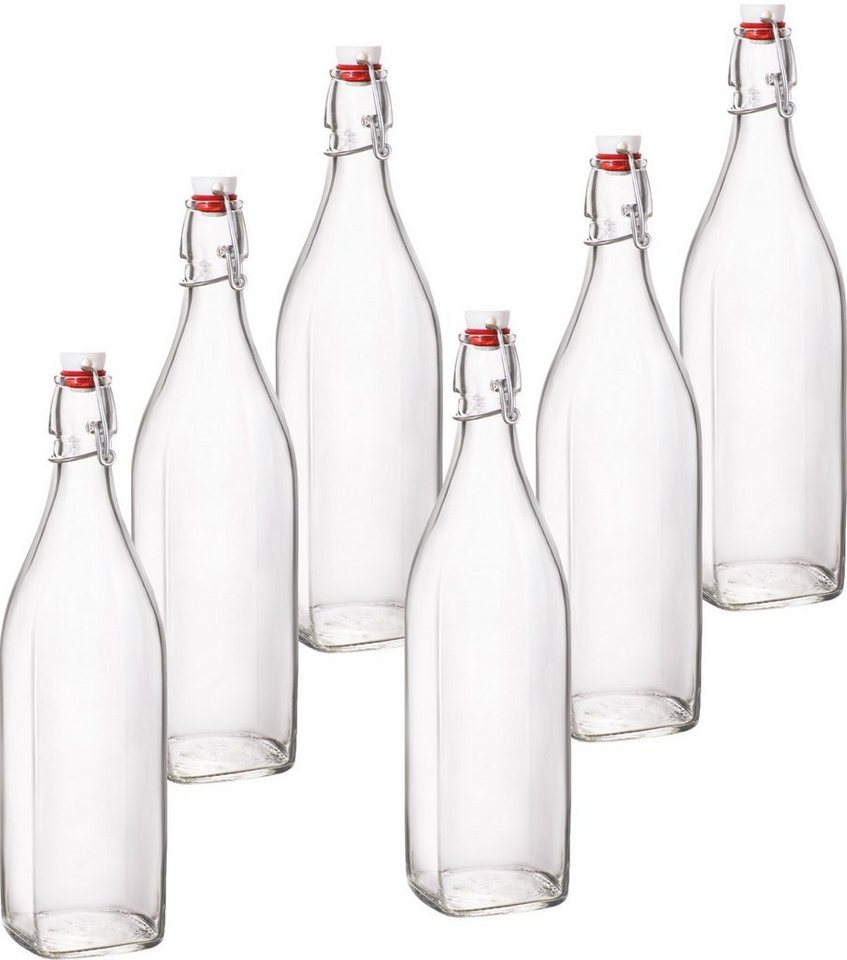 Emilja Trinkflasche Swing Bügelflasche 1,0L - 6 Stück Glasflasche Bügelverschlussflasche von Emilja