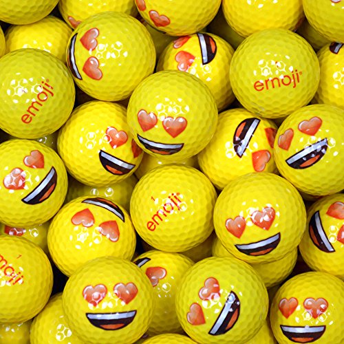 Emoji Erwachsene Golfbälle 48er Set neuartige Herz-Augen, Gelb, 48, EMGBB002#12-48PK von Emoji