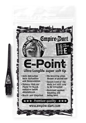 Empire Dart Softdartspitzen, E-Point, 2BA, lang, schwarz, 500 Stück, 20010 von Empire Dart