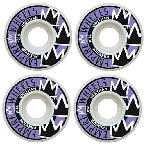 Empire Wheels Classics Skateboard Rollen 50mm White/Purple 101A Anti Flatspot Premium Urethan - 1 Set (4 Stück) + Sticker von Empire Wheels