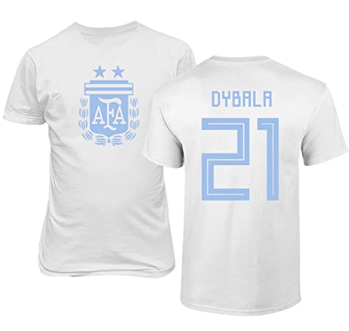 Emprime Baski Argentinischer Fußball P. Dybala #21 Fußballtrikot-Stil Shirt Herren Jugend T-Shirt (Weiß, YM) von Emprime Baski