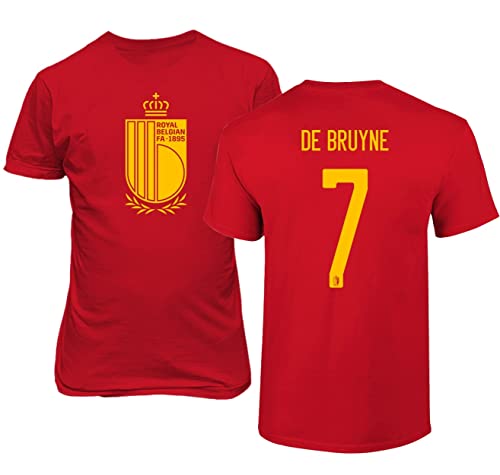 Emprime Baski De Bruyne Belgien Fußball Sportler #7 Fußballtrikot-Stil Shirt Herren Jugend T-Shirt (Rot, YM) von Emprime Baski