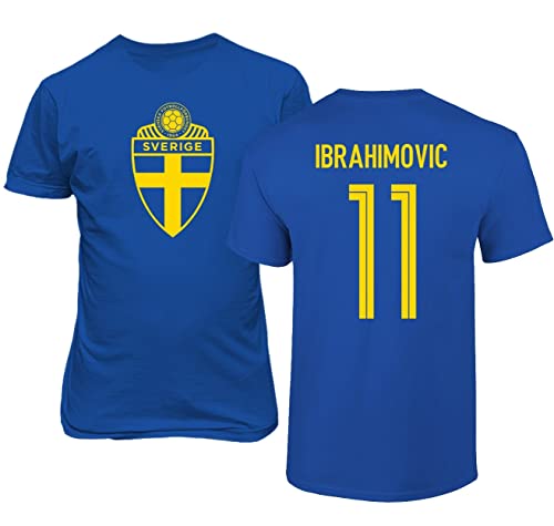 Emprime Baski Ibrahimovic Schweden Fußball Zlatan #11 Fußballtrikot-Stil Shirt Herren Jugend T-Shirt (Blau, 2XL) von Emprime Baski