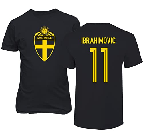 Emprime Baski Ibrahimovic Schweden Fußball Zlatan #11 Fußballtrikot-Stil Shirt Herren Jugend T-Shirt (Schwarz, L) von Emprime Baski
