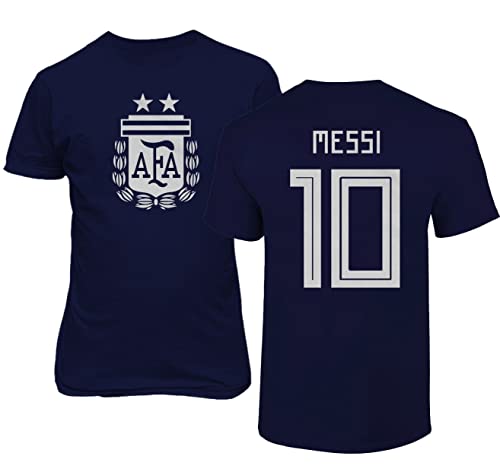 Emprime Baski Messi Argentinien Fußball Leo #10 Fußballtrikot-Stil Shirt Herren Jugend T-Shirt (Navy, 2XL) von Emprime Baski