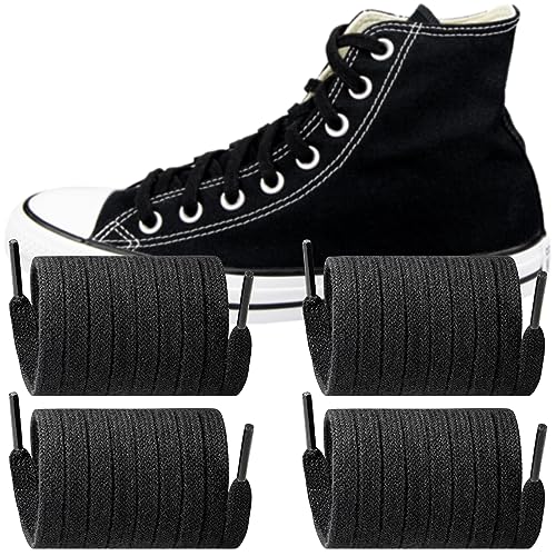 Endoto 2 Paare Ersatz Flache Schnürsenkel für Converse Sneaker Schuhe, Breite Schuhbänder Shoelaces Laces(Schwarz,62 Zoll) von Endoto