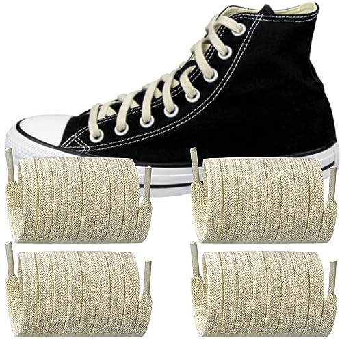 Endoto 2 Paare Ersatz Flache Schnürsenkel für Converse Sneaker Schuhe, Breite Schuhbänder Shoelaces Laces(Beige,46 Zoll) von Endoto