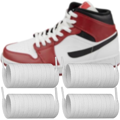Endoto 2 Paare Schnürsenkel für Air Jordan 1/2/3/4/5/6/7/8 Sneaker Schuhe, Schuhbänder Ersatz Flache Breit Polyester, Flat Shoelaces Laces (Weiß, Größe: 60 Zoll) von Endoto