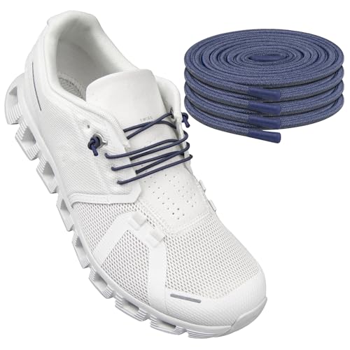 Endoto 2 Paare Elastische Ohne Binden Schnürsenkel für ON Cloud 5 Running Schuhe, Ersatz Rund Dehnbare Gummi Laces Schuhbänder Shoelaces für On Laufschuhe(Marineblau, 24 Zoll) von Endoto