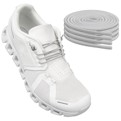 Endoto 2 Paare Elastische Ohne Binden Schnürsenkel für ON Cloud 5 Running Schuhe, Ersatz Rund Dehnbare Gummi Laces Schuhbänder Shoelaces für On Laufschuhe(Silber, 24 Zoll) von Endoto