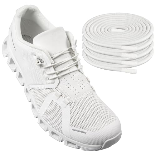 Endoto 2 Paare Elastische Ohne Binden Schnürsenkel für ON Cloud 5 Running Schuhe, Ersatz Rund Dehnbare Gummi Laces Schuhbänder Shoelaces für On Laufschuhe(Weiß, 20 Zoll) von Endoto