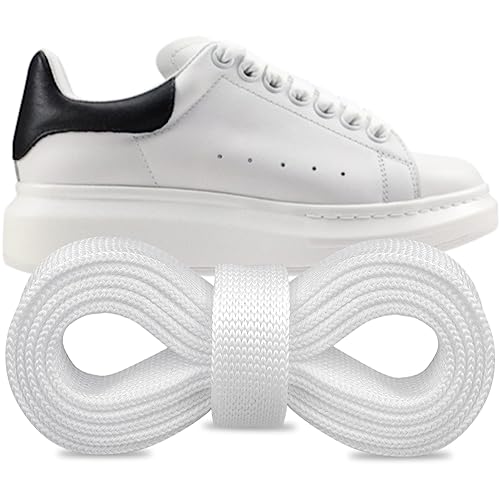Endoto Ersatz-Flachsenkel für Alexander McQueen Oversized Sneaker Schuhe, Ersatz Laces Schuhbänder Shoelaces (Farbe: Weiß, Größe: 45 Zoll) von Endoto