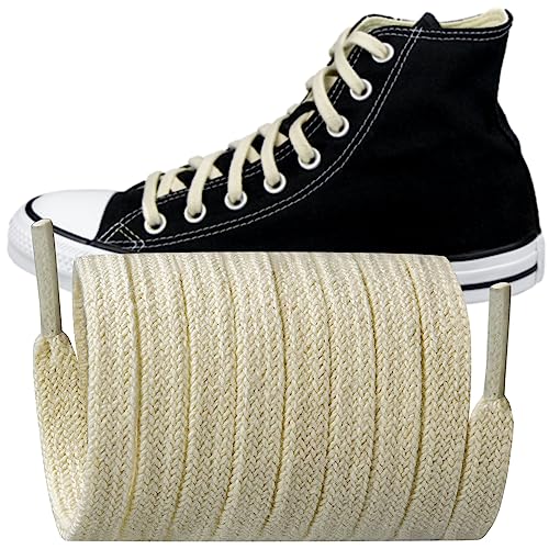 Endoto Flache Schnürsenkel für Converse Sneaker Schuhe, Breite Ersatz-Schuhbänder Shoelaces(Beige,42 Zoll) von Endoto