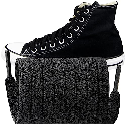 Endoto Ersatz Flache Schnürsenkel für Converse Sneaker Schuhe, Breite Schuhbänder Shoelaces Laces(Schwarz,42 Zoll) von Endoto