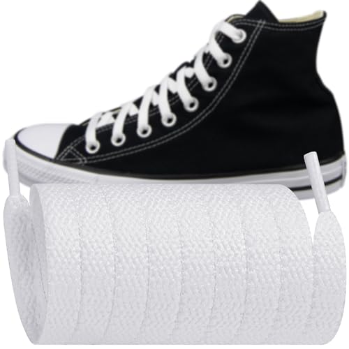 Endoto Ersatz-Schnürsenkel Flache Schnürsenkel für Converse Sneaker Schuhe(Color: Weiß, Größe: 66 Zoll) von Endoto