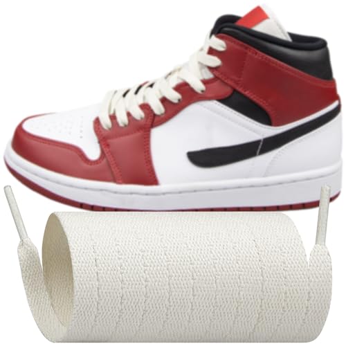 Endoto Ersatz-Schnürsenkel aus flachem Polyester für Air Jordan 1/2/3/4/5/6/7/8 Sneakerschuhe, Laces Schuhbänder Shoelaces (Naturweiß, 50 Zoll) von Endoto