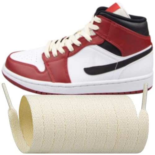Endoto Schnürsenkel für Air Jordan 1/2/3/4/5/6/7/8 Sneaker Schuhe, Schuhbänder Ersatz Flache Breit Polyester, Flat Shoelaces Laces (Sahne, 50 Zoll) von Endoto