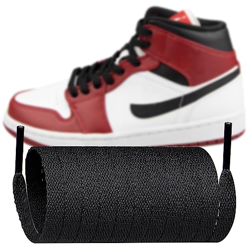 Endoto Ersatz-Schnürsenkel aus flachem Polyester für Air Jordan 1/2/3/4/5/6/7/8 Sneakerschuhe, Laces Schuhbänder Shoelaces (Schwarz, 45 Zoll) von Endoto