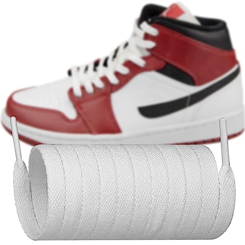 Endoto Ersatz-Schnürsenkel aus flachem Polyester für Air Jordan 1/2/3/4/5/6/7/8 Sneakerschuhe (Farbe: Weiß, Größe: 50 Zoll) von Endoto