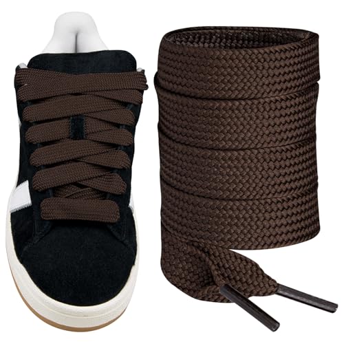 Endoto Schnürsenkel für Adidas Campus 00s Sneaker schuhe, 16MM Flache Dicke Breite Schuhbänder Ersatz Shoelaces Laces (Dunkelbraun,45 Zoll) von Endoto
