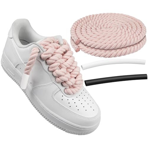 Endoto dicke Schnürsenkel für Air Force 1, klobige gedrehte Runde Schuhbänder mit DIY-Anpassungszubehör für AF1 Sneaker-Schuhe, Big Rope Laces(Farbe: Rosa, Größe: 12,7 mm) von Endoto