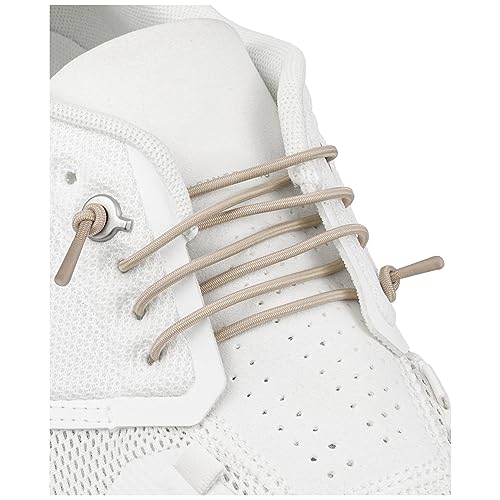 Endoto Elastische Ohne Binden Schnürsenkel für ON Cloud 5 Running Schuhe, Rund Dehnbare Ersatz Gummi Schuhbänder für On Laufschuhe(Beige,22 Zoll) von Endoto