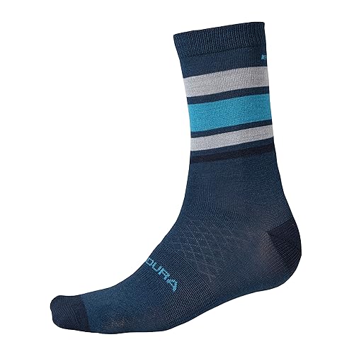 Endura BaaBaa Merino Stripe Fahrradsocken für Herren, Blaubeere, L von Endura