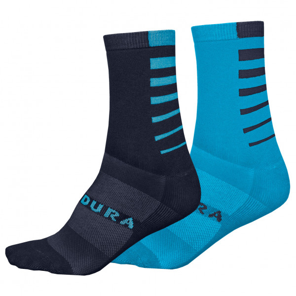 Endura - Coolmax Stripe Socken Doppelpack - Radsocken Gr L/XL blau von Endura