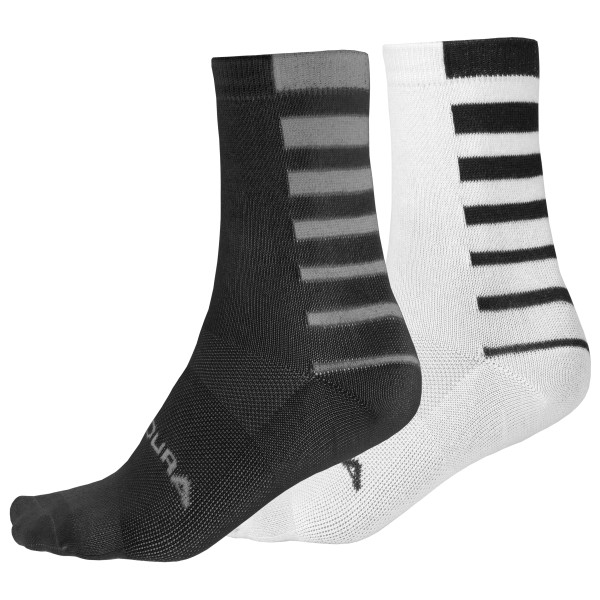 Endura - Coolmax Stripe Socken Doppelpack - Radsocken Gr L/XL schwarz von Endura